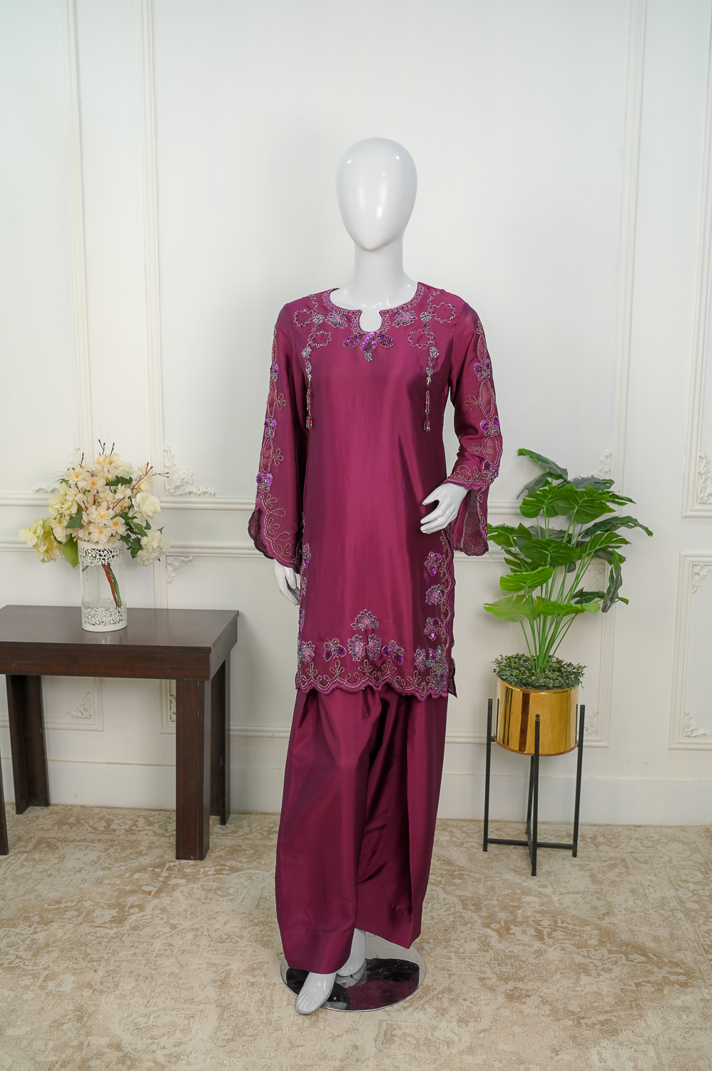 Plum RTD – Embroidered Silk Formal Ensemble