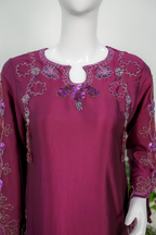 Plum – Embroidered Silk Formal Ensemble
