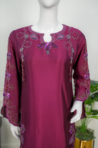 Plum – Embroidered Silk Formal Ensemble