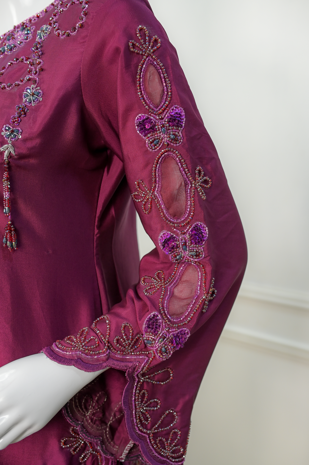 Plum – Embroidered Silk Formal Ensemble