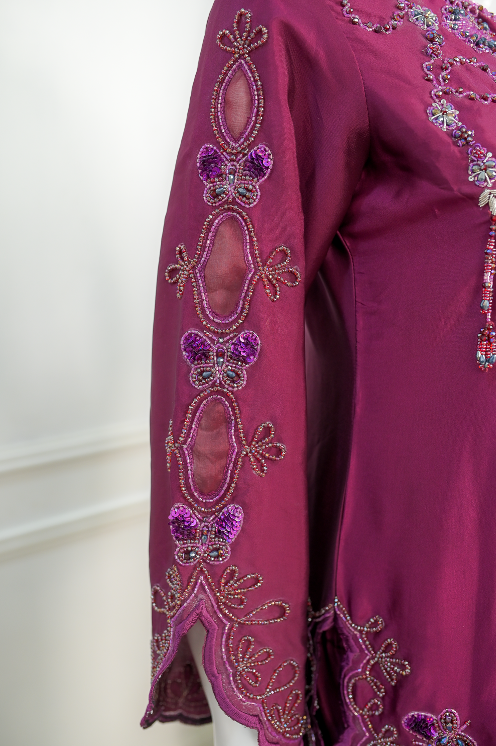 Plum – Embroidered Silk Formal Ensemble
