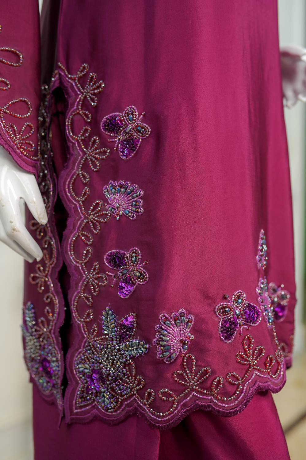 Plum – Embroidered Silk Formal Ensemble
