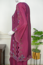 Plum – Embroidered Silk Formal Ensemble