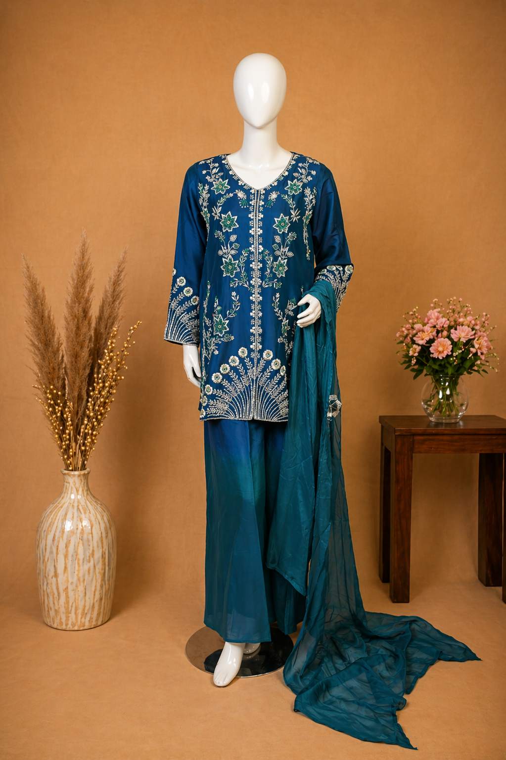Azure RTD – Embroidered Silk Formal Set