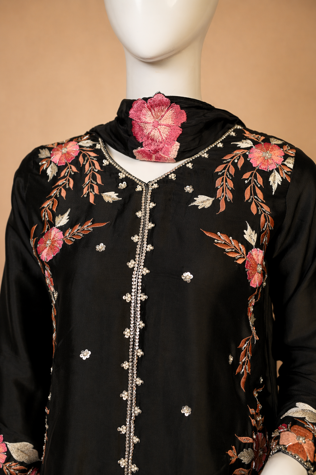 Dark Muse – Hand-Embroidered Sheesha Silk Set