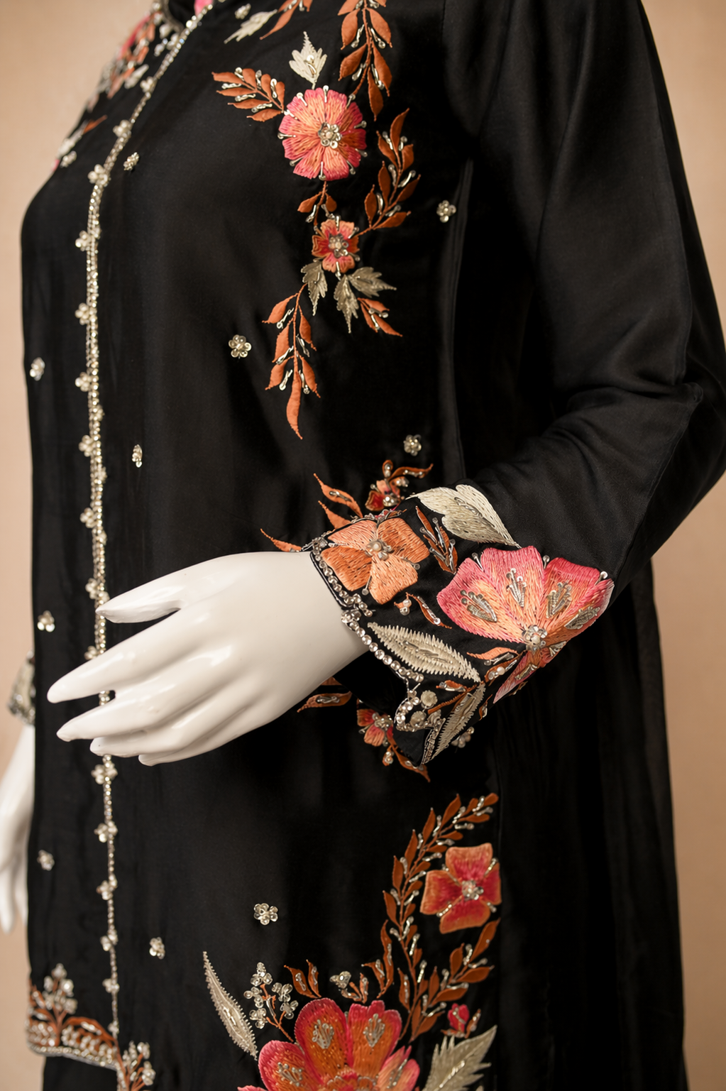 Dark Muse – Hand-Embroidered Sheesha Silk Set